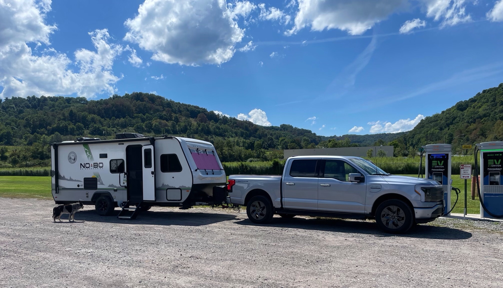 Sherman towing Fillmore — the Eakins’ affectionate nicknames for their F-150® Lightning® and travel trailer, respectively.